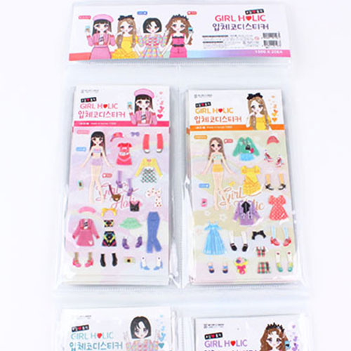 E01] 1500 걸홀릭 입체 코디 스티커1500걸홀릭입체코디스티커,8809857001978,8809857001961,타*,주얼리,반짝,인형놀이,코디스티커,옷입히기,반짝이,종이인형팬시피아
